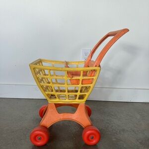 Vintage 1972 Mattel Tuff Stuff Kids Toy Grocery Shopping Cart Orange/Yellow 22”